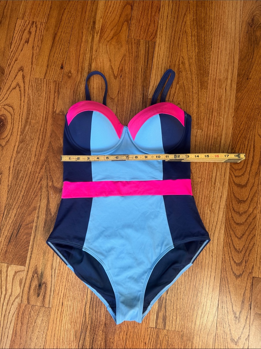 Boden Navy, Sky Blue & Hot Pink Colorblock One-Piece Swimsuit - Picture 6 of 7